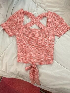 Coral and white pattern shirt